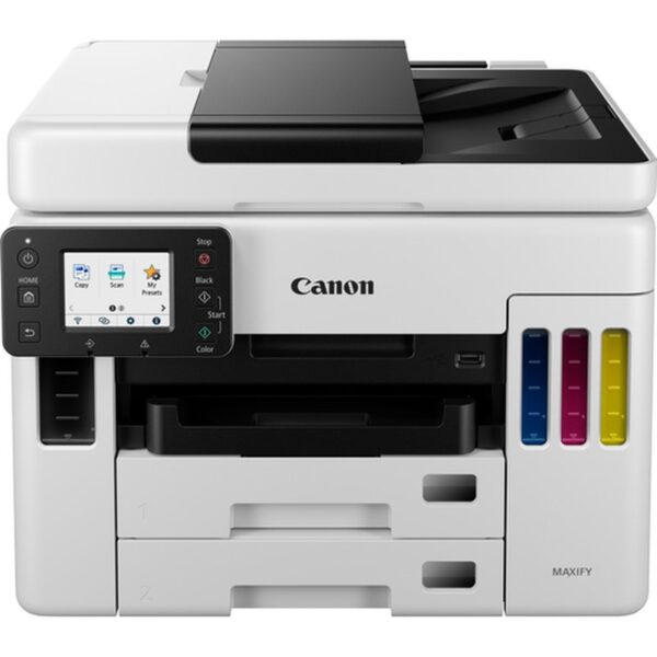 Canon MAXIFY GX7050 - Impresora multifunción - color - chorro de tinta - rellenable - Legal (216 x 356 mm)/A4 (210 x 297 mm) (original) - A4/Legal (material) - hasta 24 ipm (impresión) - 600 hojas - 33.6 Kbps - USB 2.0, LAN, Wi-Fi(n), host USB