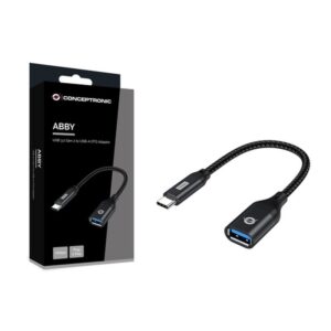 Conceptronic ABBY18B cambiador de género para cable USB-C USB-A Negro