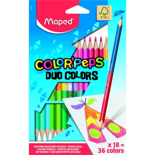 ESTUCHE 18 LÁPICES DE COLORES COLOR'PEPS DUO. BICOLOR MAPED 829601FC