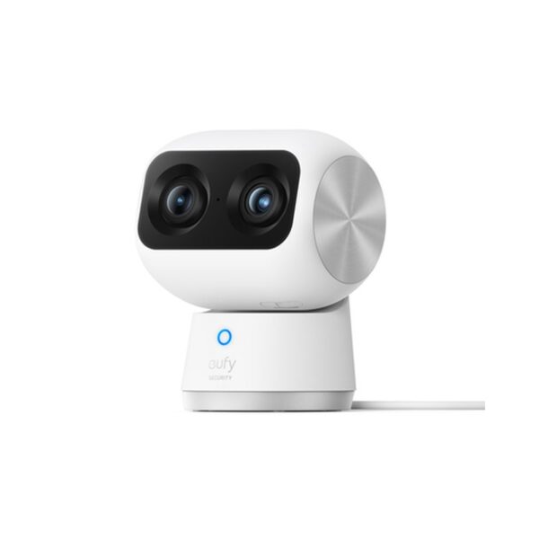 Eufy Security Indoor Cam S350, cámara doble, cámara de seguridad con resolución 4K UHD, zoom de 8× y PTZ de 360°, IA para personas y mascotas, ideal para monitor de bebé/cámara para mascotas/seguridad del hogar, Wi-Fi de doble banda