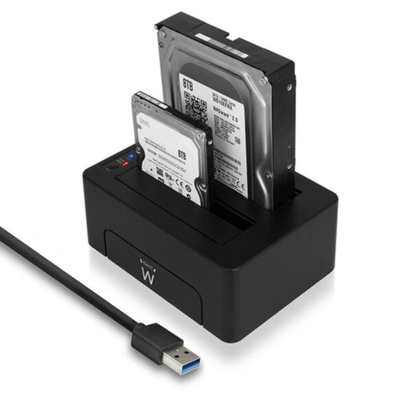 Ewent EW7014 base de conexión para disco duro USB 3.2 Gen 1 (3.1 Gen 1) Type-A Negro