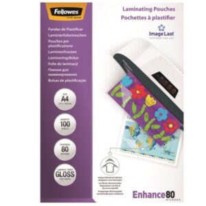 FUNDA PLASTIFICAR FELLOWES 80 MICRAS A4 100H BRILLO