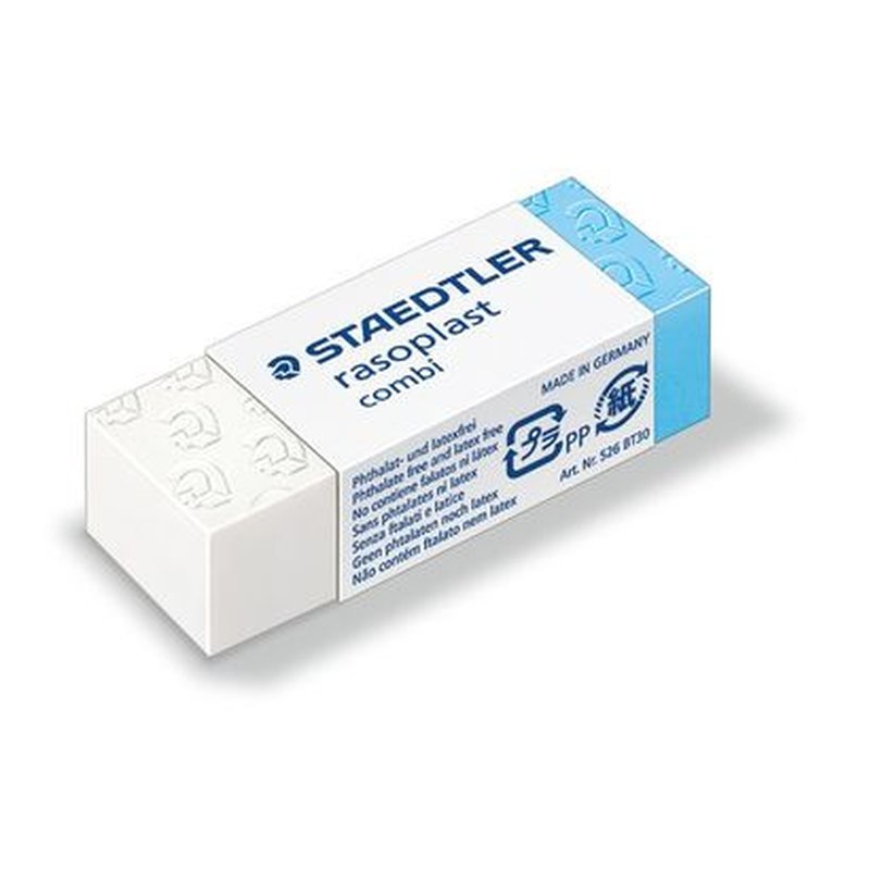 GOMA DE BORRAR COMBI RASOPLAST  (42X19X13 MM) STAEDTLER 526 BT30 | PACK 30 UNIDADES