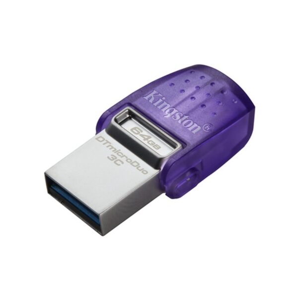 Kingston Technology DataTraveler microDuo 3C unidad flash USB 64 GB USB Type-A / USB Type-C 3.2 Gen 1 (3.1 Gen 1) Púrpura, Acero inoxidable