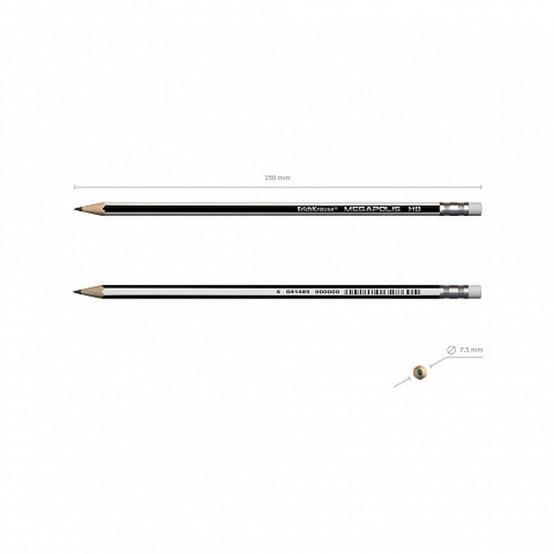 LÁPIZ DE GRAFITO HEXAGONAL CON GOMA DE BORRAR MEGAPOLIS HB ERICH KRAUSE 32860 | PACK 12 UNIDADES LÁPIZ DE GRAFITO HEXAGONAL CON GOMA DE BORRAR MEGAPOLIS HB ERICH KRAUSE 32860 | PACK 12 UNIDADES