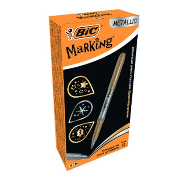 MARCADOR MARKING 1,8MM COLORES ORO Y PLATA METALICOS PERMANENTE BIC 950466 | PACK 12 UNIDADES