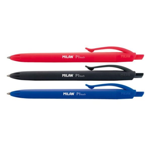 Milan BWM10254 Negro, Azul, Rojo Bolígrafo de punta retráctil con pulsador 4 pieza(s)