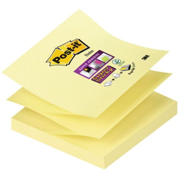 PACK 12 BLOCS 90 HOJAS Z-NOTES ADHESIVAS 76X76MM SUPER STICKY CANARY YELLOW CAJA CARTÓN R330-12SS-CY POST-IT 7100290161