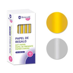 PAPEL DE REGALO LISO ORO/PLATA 70X200 BISMARK 330276 | PACK 50 UNIDADES