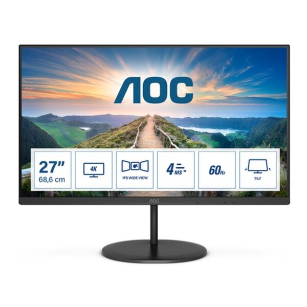 Reacondicionado | AOC V4 U27V4EA pantalla para PC 68,6 cm (27") 3840 x 2160 Pixeles 4K Ultra HD LED Negro