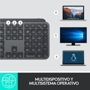 Reacondicionado | Logitech MX Keys teclado RF Wireless + Bluetooth QWERTY Español Grafito