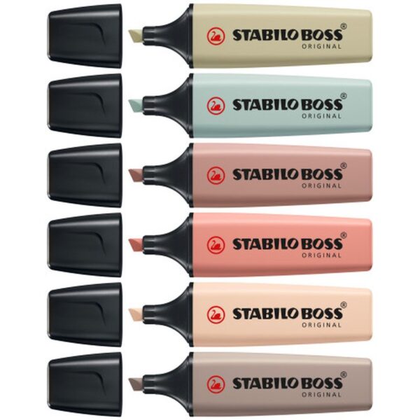 STABILO BOSS NatureColors marcador 6 pieza(s) Punta de cincel Negro, Bronce, Marrón, Verde, Gris, Verde claro