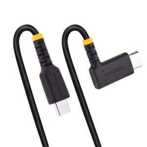 StarTech.com Cable 15cm USB C Acodado - en Ángulo Recto - PD 60W - 3A - Cable USB-C de Carga Rápida - de Alta Resistencia - USB 2.0 Tipo C - Fibra de Aramida - 3A - de Carga