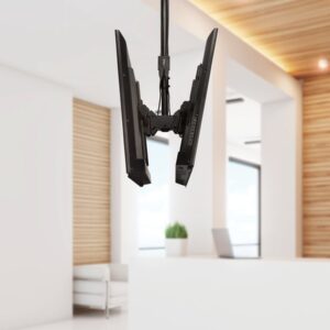 StarTech.com Soporte de Techo para 2 TV - Soporte VESA de Colgar de Alta Resistencia para 2 Pantallas de 32" a 75" - Poste Telescópico Ajustable de 1,06m a 1,52m Inclinación/Giro/Rotación