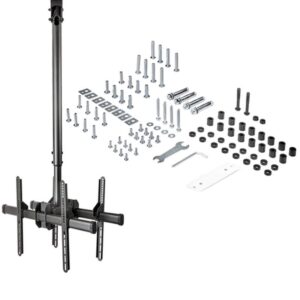 StarTech.com Soporte de Techo para 2 TV - Soporte VESA de Colgar de Alta Resistencia para 2 Pantallas de 32" a 75" - Poste Telescópico Ajustable de 1,06m a 1,52m Inclinación/Giro/Rotación