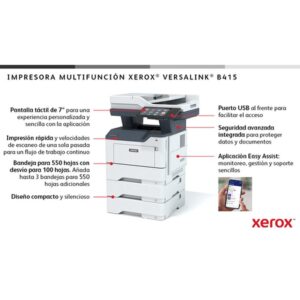 Xerox VersaLink B415 A4 47ppm Copia/impresión/escaneado/fax a doble cara PS3 PCL5e/6 2 bandejas 650 hojas