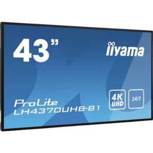 iiyama LH4370UHB-B1 pantalla de señalización Pantalla plana para señalización digital 108 cm (42.5") VA 700 cd / m² 4K Ultra HD Negro Procesador incorporado Android 9.0 24/7 iiyama LH4370UHB-B1 pantalla de señalización Pantalla plana para señalización digital 108 cm (42.5") VA 700 cd / m² 4K Ultra HD Negro Procesador incorporado Android 9.0 24/7
