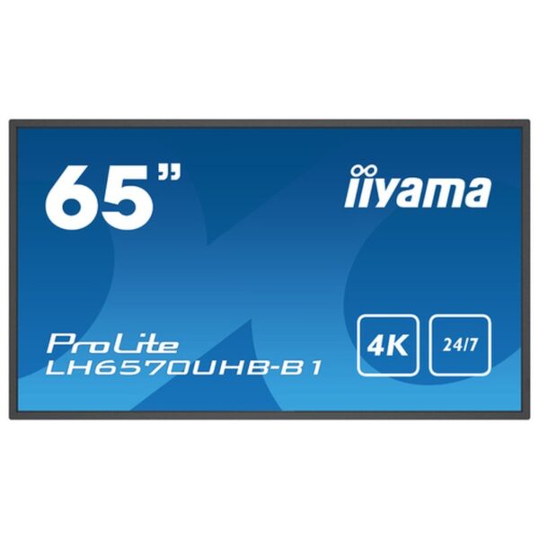 iiyama LH6570UHB-B1 pantalla de señalización Pantalla plana para señalización digital 163,8 cm (64.5") VA 700 cd / m² 4K Ultra HD Negro Procesador incorporado Android 9.0 24/7
