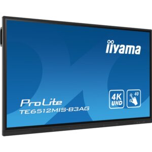 iiyama TE6512MIS-B3AG pantalla de señalización Diseño de quiosco 165,1 cm (65") LCD Wifi 400 cd / m² 4K Ultra HD Negro Pantalla táctil Procesador incorporado Android 11 24/7