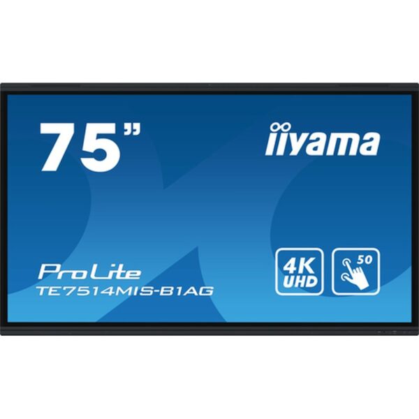 iiyama TE7514MIS-B1AG pantalla de señalización Panel plano interactivo 190,5 cm (75") LCD Wifi 435 cd / m² 4K Ultra HD Negro Pantalla táctil Procesador incorporado Android 24/7