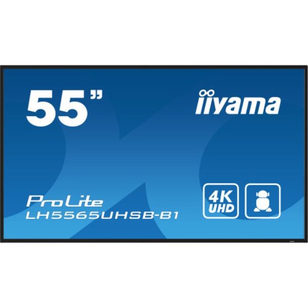 iiyama LH5565UHSB-B1 pantalla de señalización Diseño de quiosco 138,7 cm (54.6") LED Wifi 800 cd / m² 4K Ultra HD Negro Procesador incorporado Android 11 24/7