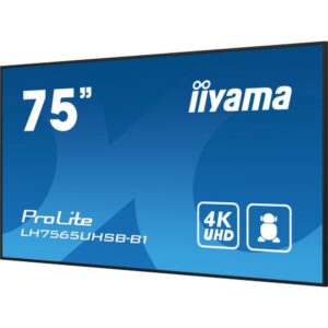 iiyama LH7565UHSB-B1 pantalla de señalización Diseño de quiosco 189,2 cm (74.5") LED Wifi 800 cd / m² 4K Ultra HD Negro Procesador incorporado Android 11 24/7