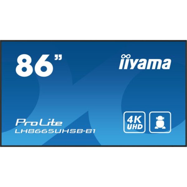 iiyama LH8665UHSB-B1 pantalla de señalización Diseño de quiosco 2,18 m (86") LED Wifi 800 cd / m² 4K Ultra HD Negro Procesador incorporado Android 11 24/7