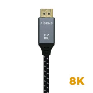 AISENS Cable Displayport V1.4 8k@60hz, DP/M-DP/M, Gris/Negro, 1.0m