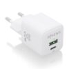 AISENS Cargador GaN 20W, 1xUSB-C PD3.0 QC4.0, 1xUSB-A QC3.0, Blanco
