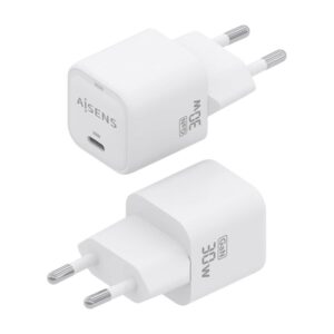 AISENS Cargador GaN 30W, 1xUSB-C PD3.0 QC4.0, Blanco