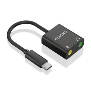 AISENS Conversor USB-C a Audio 48KHz, USB-C/M-2xJack 3.5/H, Negro, 10 cm AISENS Conversor USB-C a Audio 48KHz, USB-C/M-2xJack 3.5/H, Negro, 10 cm