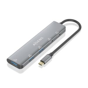 AISENS Hub USB 3.2 Gen1 5G USB-C, USB-C/M-1xUSB-C PD100W/H-1xUSB-C/H-3xUSB-A/H, Gris, 15cm AISENS Hub USB 3.2 Gen1 5G USB-C, USB-C/M-1xUSB-C PD100W/H-1xUSB-C/H-3xUSB-A/H, Gris, 15cm