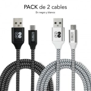 SUBBLIM PACK 2 CABLES USB A MICRO USB (2.4A) 1M BLACK/SILVER SUBBLIM PACK 2 CABLES USB A MICRO USB (2.4A) 1M BLACK/SILVER