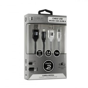 SUBBLIM PACK 2 CABLES USB A MICRO USB (2.4A) 1M BLACK/SILVER SUBBLIM PACK 2 CABLES USB A MICRO USB (2.4A) 1M BLACK/SILVER