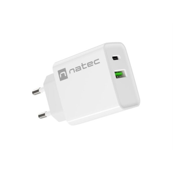 CARGADOR NATEC RIBERA 20W 1XUSB-A + 1XUSB-C PD3.0 QC3.0 BLANCO