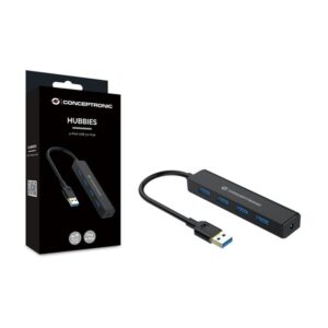 Conceptronic C4PUSB3 hub de interfaz USB 3.2 Gen 1 (3.1 Gen 1) Type-A 5000 Mbit/s Negro