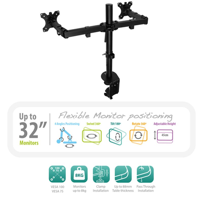 Ewent EW1512 soporte para monitor 81,3 cm (32") Negro Escritorio Ewent EW1512 soporte para monitor 81,3 cm (32") Negro Escritorio - Imagen 10