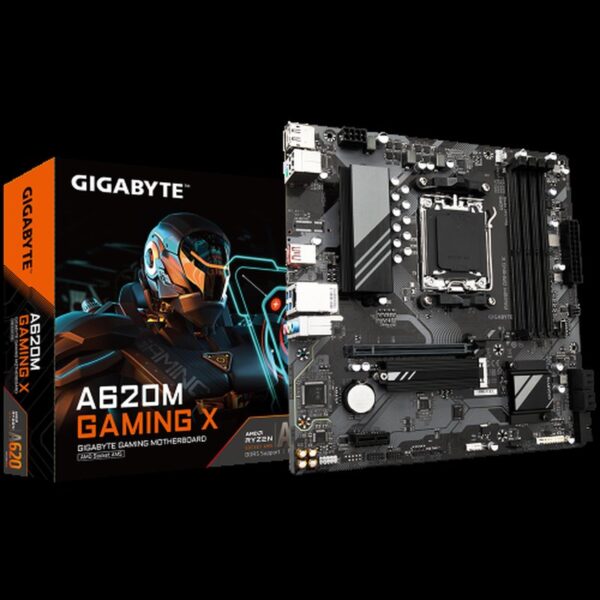 PLACA GIGABYTE A620M GAMING X,AMD,AM5,A620,4DDR5,192GB,VGA+HDMI,GBLAN,4SATA3+1XM.2,6USB3.2,MATX