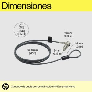 HP Bloqueo de cable esencial con combinación Nano