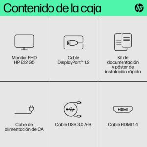 HP E-Series E22 G5 54,6 cm (21.5") 1920 x 1080 Pixeles Full HD LED Negro, Plata