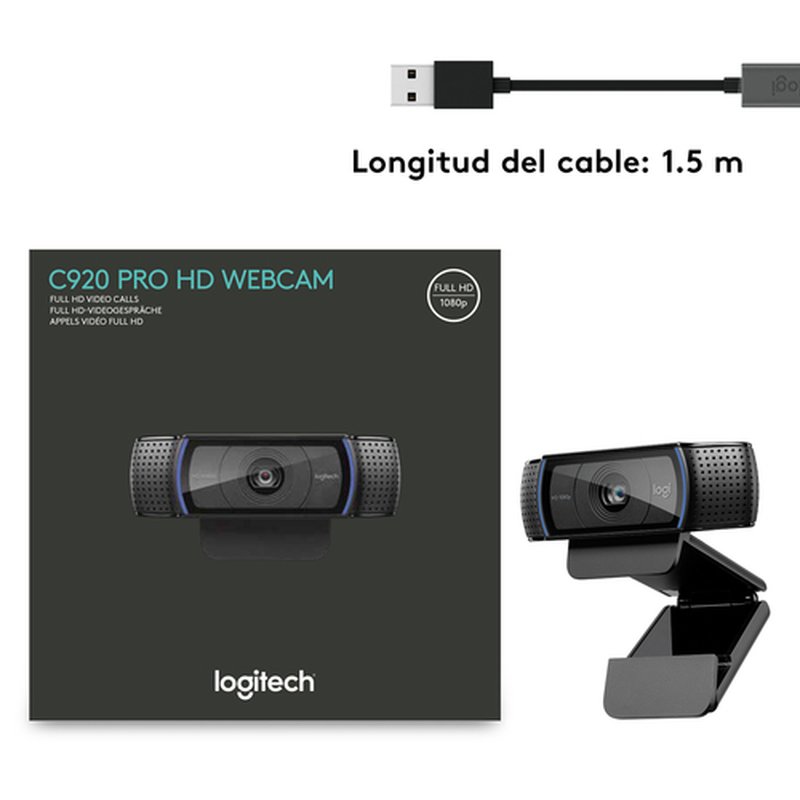 Logitech Hd Pro C920 cámara web 3 MP 1920 x 1080 Pixeles USB 2.0 Negro - Imagen 9