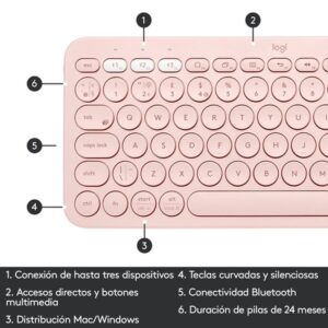 Logitech K380 Multi-Device teclado Bluetooth QWERTY Español Rosa