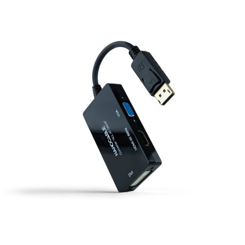 Nanocable Conversor DISPLAYPORT a HDMI/DVI/VGA, 20 cm, Negro Nanocable Conversor DISPLAYPORT a HDMI/DVI/VGA, 20 cm, Negro