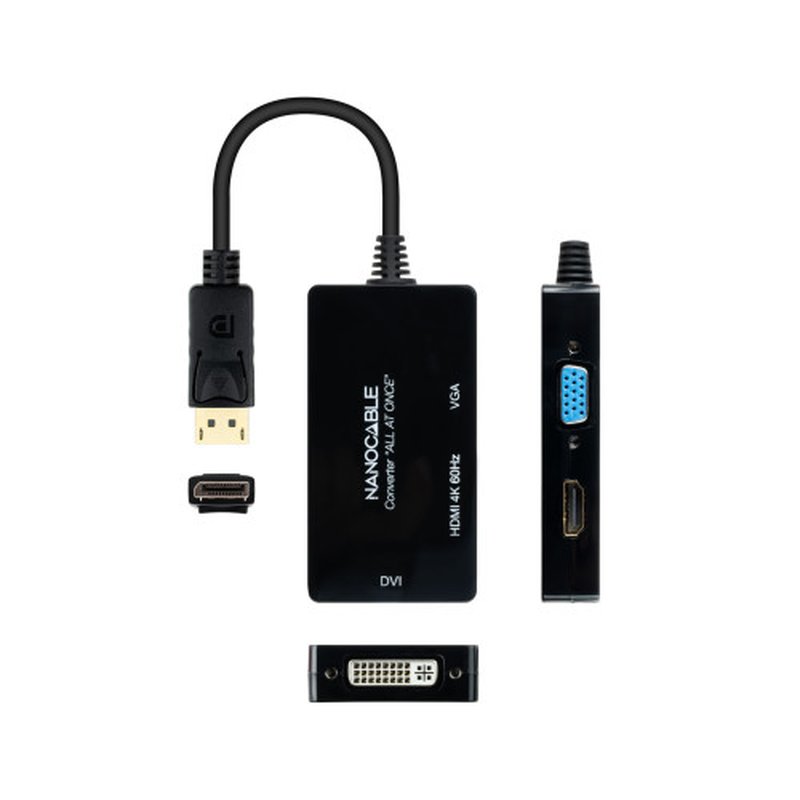 Nanocable Conversor DISPLAYPORT a HDMI/DVI/VGA, 20 cm, Negro Nanocable Conversor DISPLAYPORT a HDMI/DVI/VGA, 20 cm, Negro - Imagen 3