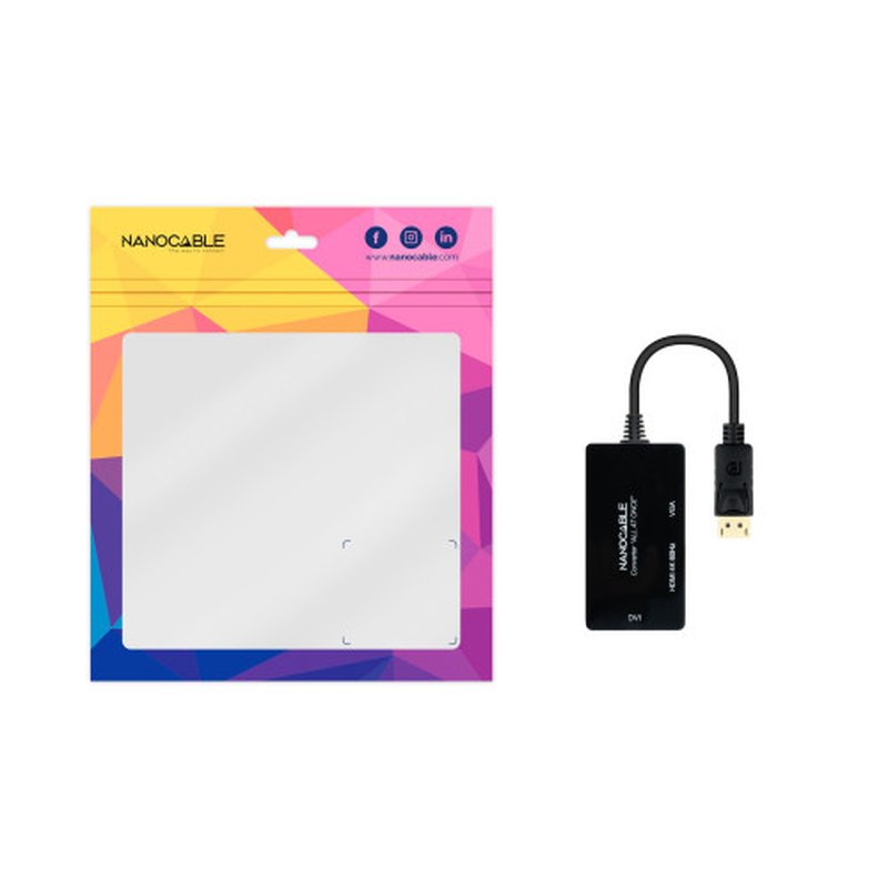 Nanocable Conversor DISPLAYPORT a HDMI/DVI/VGA, 20 cm, Negro Nanocable Conversor DISPLAYPORT a HDMI/DVI/VGA, 20 cm, Negro - Imagen 5