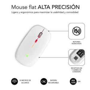 MOUSE SUBBLIM WIRELESS OPTICAL DUAL SLIM RGB WHITE