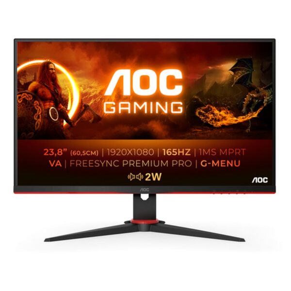 Reacondicionado | AOC 24G2SAE/BK pantalla para PC 60,5 cm (23.8") 1920 x 1080 Pixeles Full HD Negro, Rojo