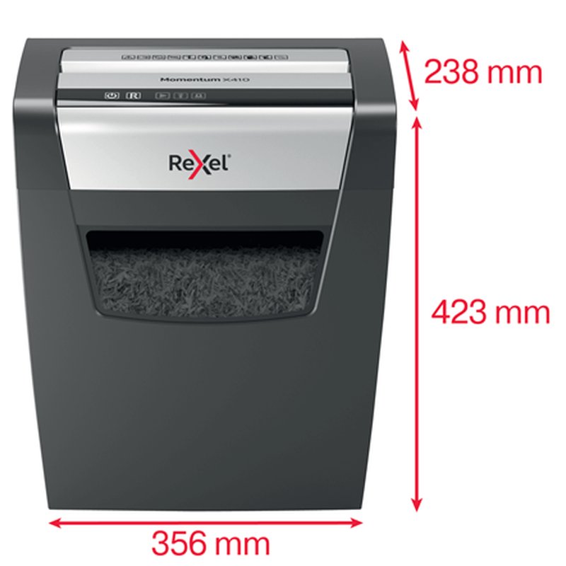 Rexel Momentum X410 triturador de papel Corte en partículas Negro, Gris Rexel Momentum X410 triturador de papel Corte en partículas Negro, Gris - Imagen 4