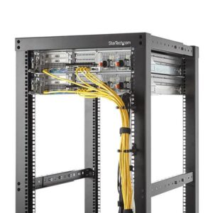 StarTech.com Anilla Pasacables en D Vertical 1U para Gestión de Cableado en Armarios Racks - Guiacables 4,5x10cm