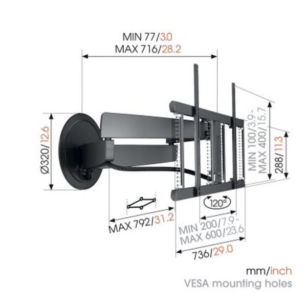 VOGELS GAMA CONSUMO TV SOPORTE ELECTRICOA PARED NEGRO (TVM7675)